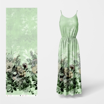 0,1 Meter Eigenproduktion Twilight Florals Spring Green - Bio Modal French Terry